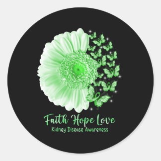 Faith Hope Liebe Sonnenblume Schmetterling Nierene Runder Aufkleber