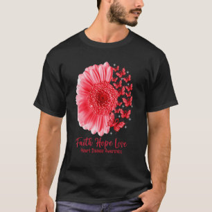 Faith Hope Liebe Sonnenblumen Butterfly Herzerkran T-Shirt