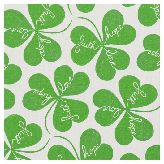 Faith Hope Liebe St Patrick's Day Kleeblatt Patter Stoff (Nahaufnahme)
