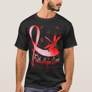 Faith Hope Liebe Stroke Awareness Dragonfly T-Shirt