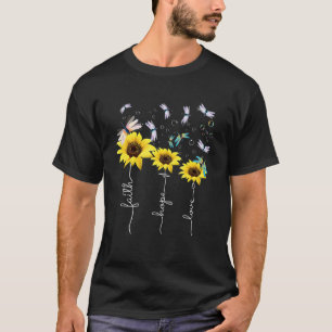Faith Hope Liebe Sunflower Dragonfly Christlich T-Shirt