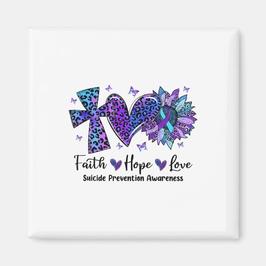 Faith Hope Liebe Sunflower Leopard Suicide Awarene Magnet (Vorne)