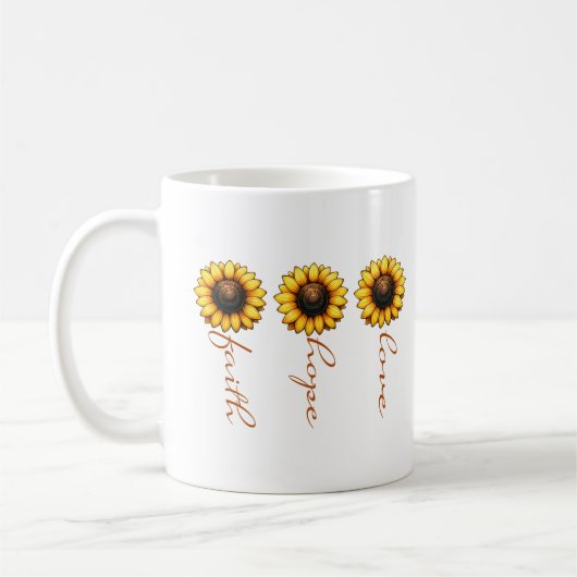 Faith Hope Liebe Sunflower Personalisiert Kaffeetasse (Links)