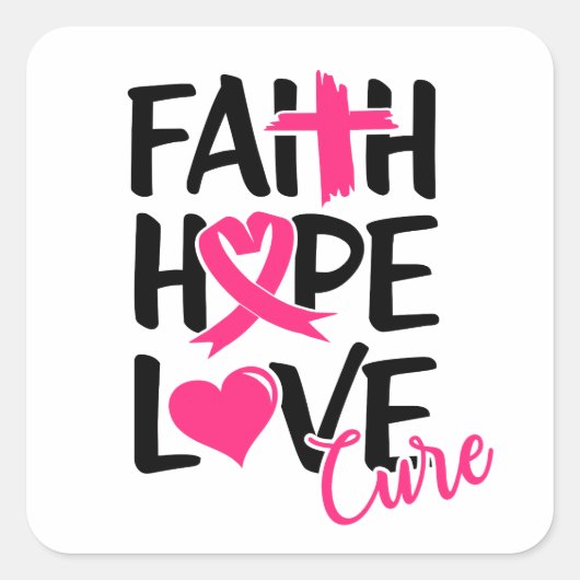 Faith Hope Liebe T - Shirt Schlüsselanhänger Butto Quadratischer Aufkleber (Vorderseite)
