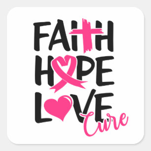 Faith Hope Liebe T - Shirt Schlüsselanhänger Butto Quadratischer Aufkleber