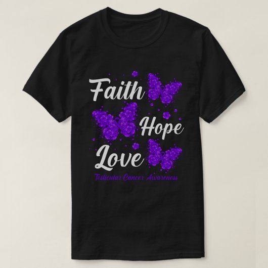 Faith Hope Liebe Testicular Cancer Awareness Butte T-Shirt (Design vorne)