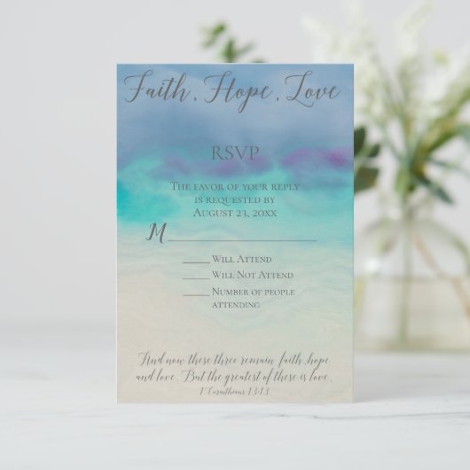 Faith Hope Liebe UAWG Reply Card Einladung (Stehend Vorderseite)
