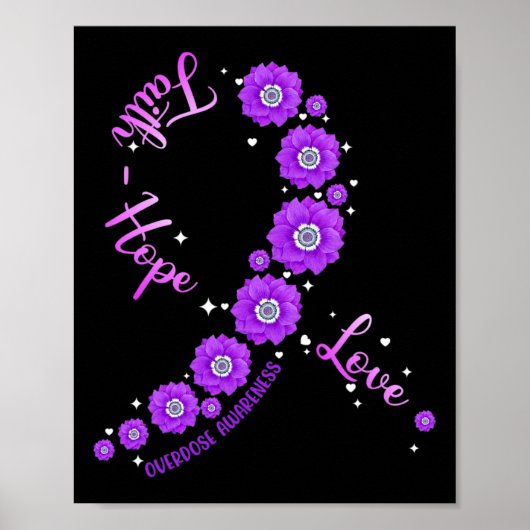 Faith Hope Liebe Überdosis Awareness Ribbon Blume Poster (Vorne)