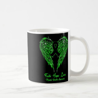 Faith Hope Liebe Wings Ribbon Green Mental Health  Kaffeetasse
