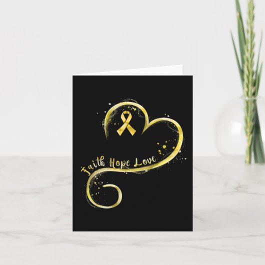 Faith Hope Liebe Yellow Ribbon Childhood Cancer Aw Karte (Vorderseite)