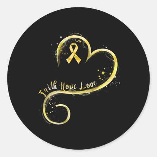 Faith Hope Liebe Yellow Ribbon Childhood Cancer Aw Runder Aufkleber (Vorderseite)