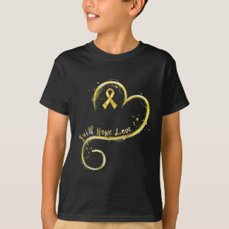 Faith Hope Liebe Yellow Ribbon Childhood Cancer Aw T-Shirt