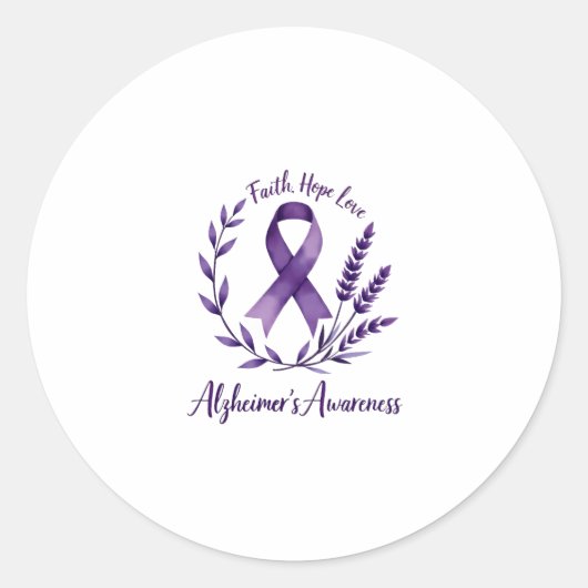 Faith Hope Love Alzheimer's Awareness Dragonfly (1 Runder Aufkleber (Vorderseite)