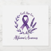 Faith Hope Love Alzheimer's Awareness Dragonfly (1 Schaumweinetikett (Einzelnes Label)