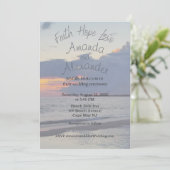 Faith Hope Love Beach Photo Wedding Invitation Einladung (Stehend Vorderseite)