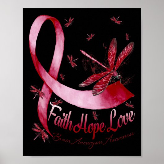 Faith Hope Love Brain Aneurysm Awareness Dragonfly Poster (Vorne)