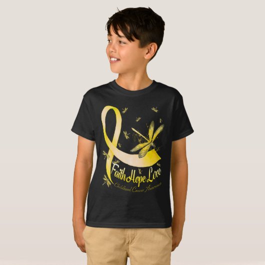 Faith Hope Love Childhood Cancer Awareness Dragonf T-Shirt (Vorne ganz)