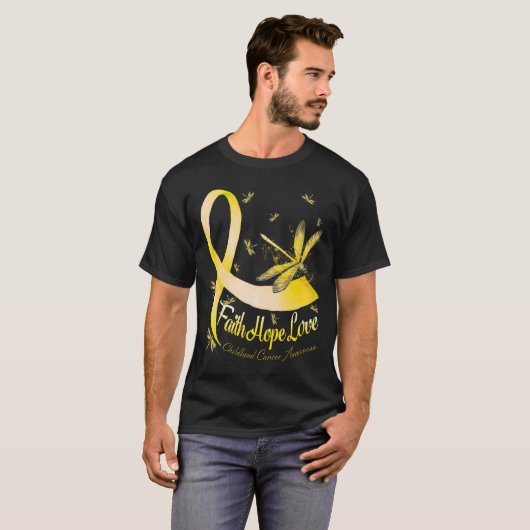 Faith Hope Love Childhood Cancer Awareness Dragonf T-Shirt (Vorne ganz)