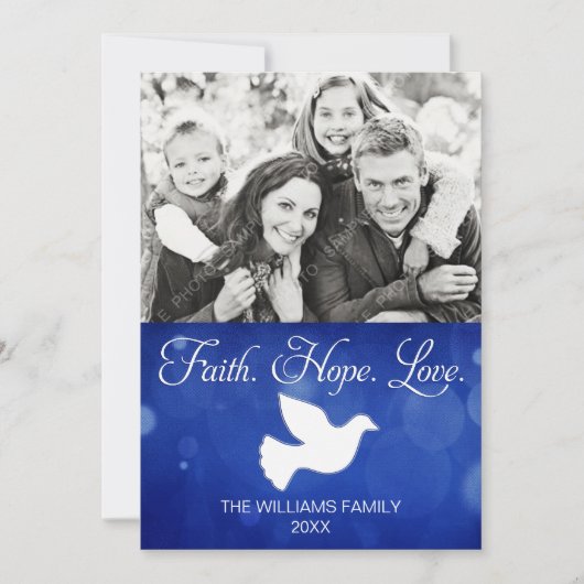 Faith Hope Love Christmas Dove Photo Card Feiertagskarte (Vorderseite)
