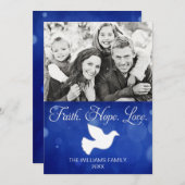 Faith Hope Love Christmas Dove Photo Card Feiertagskarte (Vorne/Hinten)