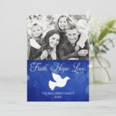 Faith Hope Love Christmas Dove Photo Card Feiertagskarte (Stehend Vorderseite)