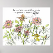 Faith Hope Love Corinthians 13 Scripture Roses Poster (Vorne)