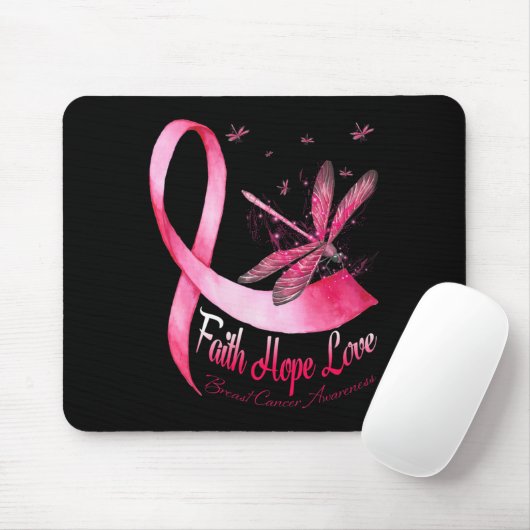 Faith Hope Love Draquelly Breast Cancer Awareness Mousepad (Mit Mouse)