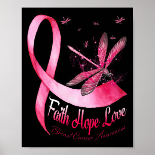 Faith Hope Love Draquelly Breast Cancer Awareness Poster
