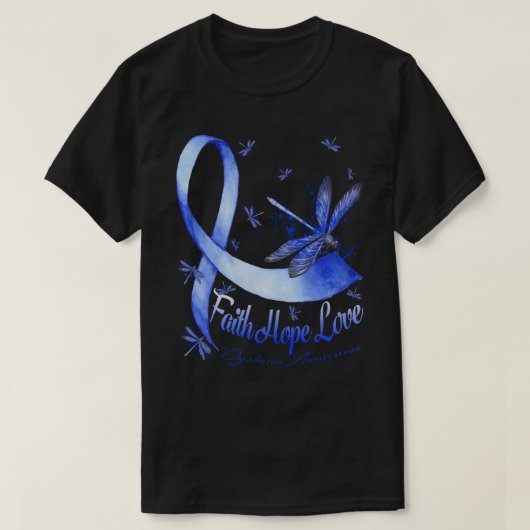 Faith Hope Love Dystonia Awareness Dragonfly T-Shirt (Design vorne)