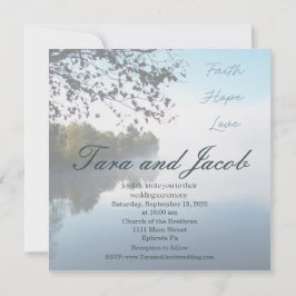 Faith, Hope, Love lake photo wedding invitation Einladung