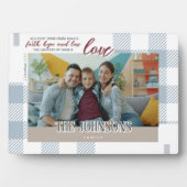 Faith Hope Love Modern Blue Family Photo Scripture Fotoplatte (Vorderseite)