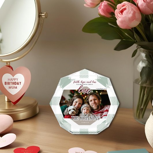 Faith Hope Love Modern Green Family Fotoblock