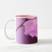 Faith Hope Love Monogram Name Pink Cherry Blossom Zweifarbige Tasse (Links)