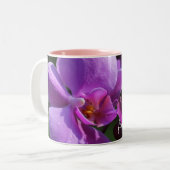 Faith Hope Love Monogram Name Pink Orchid Blossoms Zweifarbige Tasse (Vorderseite Links)