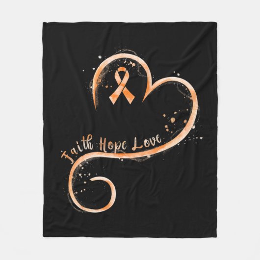 Faith Hope Love Orange Ribbon Leukemia Awareness Fleecedecke (Vorderseite)