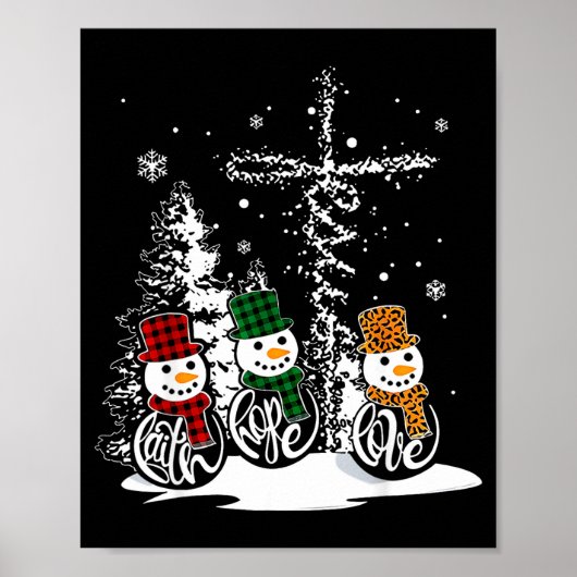Faith Hope Love Snowman Jesus Christian Tree Chris Poster (Vorne)