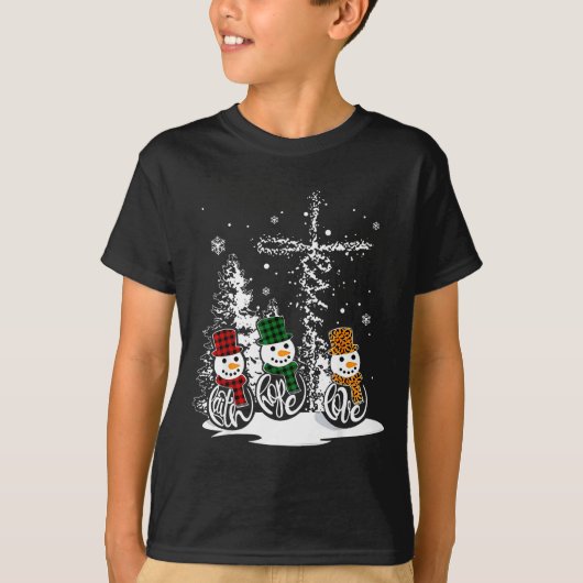 Faith Hope Love Snowman Jesus Christian Tree Chris T-Shirt (Vorderseite)