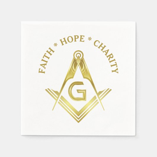 Faith Hope Wohltätigkeit Masonic Napkins Gold Free Serviette (Vorderseite)