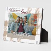 Faith HopeLove Modern Beige Family Photo Scripture Fotoplatte (Seite)