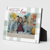 Faith HopeLove Modern Green Family Photo Scripture Fotoplatte (Seite)