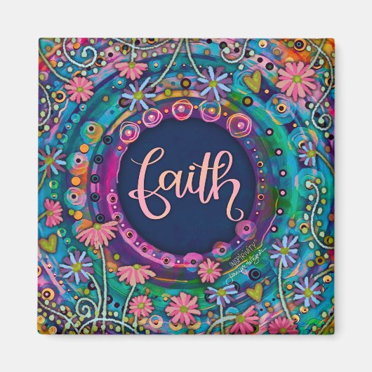 Faith Hübsch Fun Blue Floral Inspirivity Magnet (Vorne)