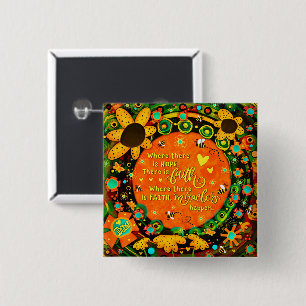 Faith Hübsch Orange Yellow Floral Bumblebee Irland Button