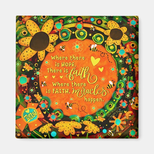Faith Hübsch Orange Yellow Floral Bumblebee Irland Magnet (Vorne)