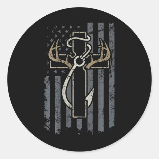 Faith Hunting Fishing - Christlich Hunter Fisherma Runder Aufkleber (Vorderseite)