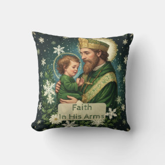 Faith in His Arms Saint Patrick with Baby Jesus Kissen