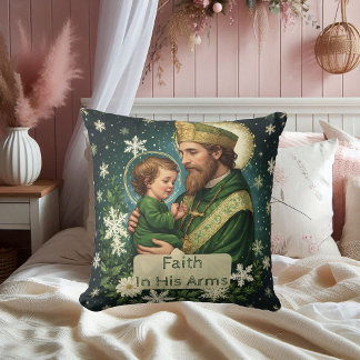 Faith in His Arms Saint Patrick with Baby Jesus  Kissen