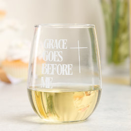 Faith-Inspired Quote Etched Glassware with Cross Stielloses Weinglas