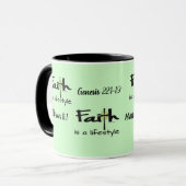 "Faith is a Lifestyle" - Hot Beverage Cup / Mug Tasse (Vorderseite Links)