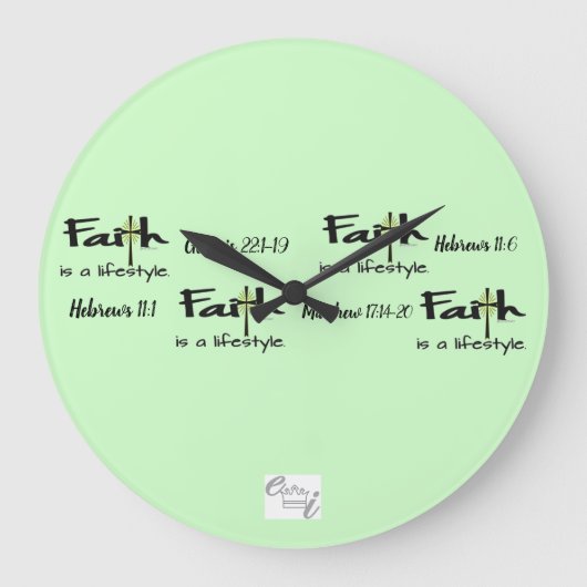 "Faith is a Lifestyle" Wall Clock Große Wanduhr (Vorderseite)