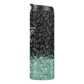 Faith Leopard Tumbler, Black Glitzer Leopard Thermosbecher (Nach rechts gedreht)